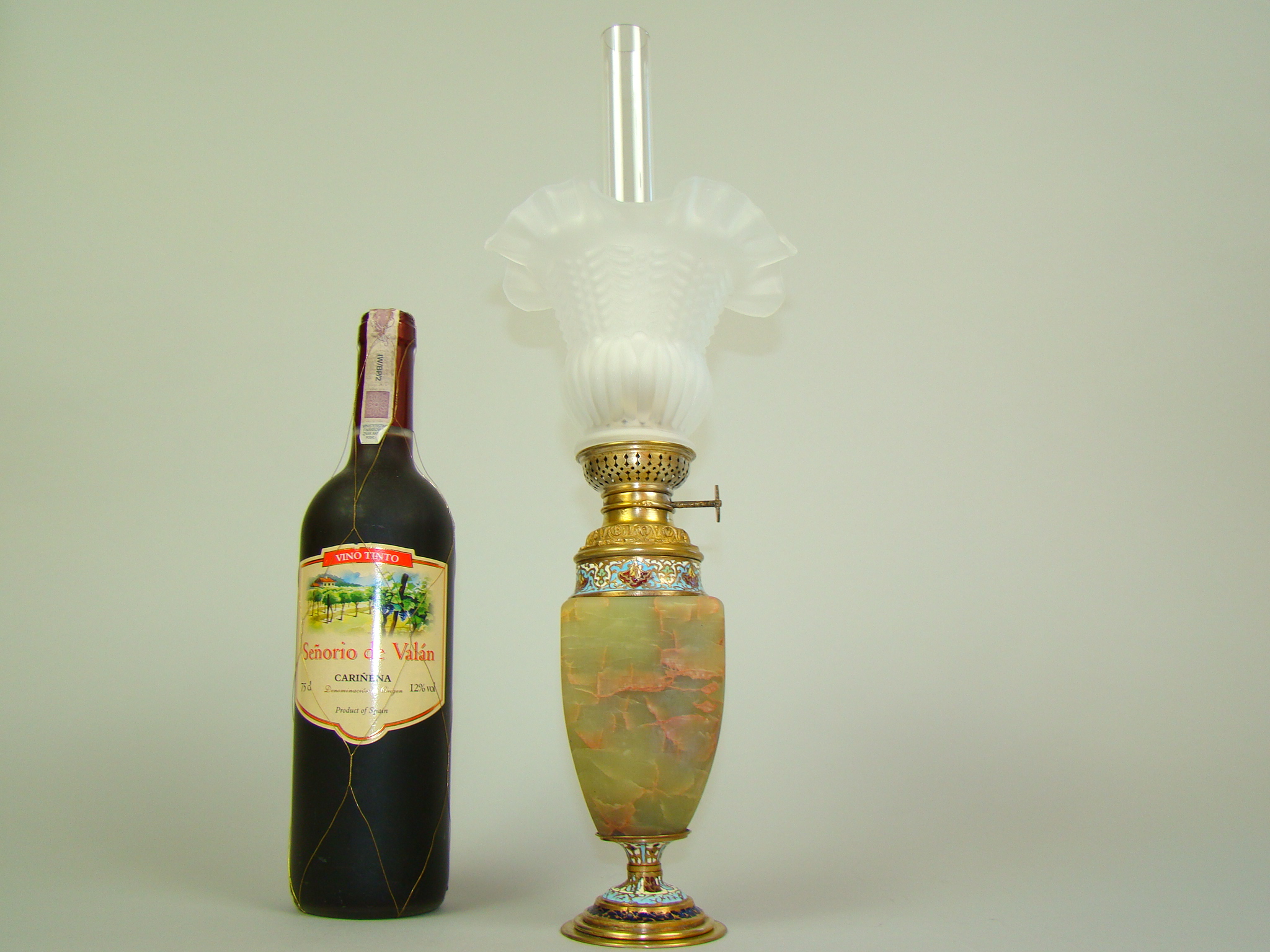 LAMPA NAFTOWA MOSIĄDZ ZŁOCONY MAJOLIKA LAMPA NAFTOWA MOSIĄDZ ZŁOCONY MAJOLIKA