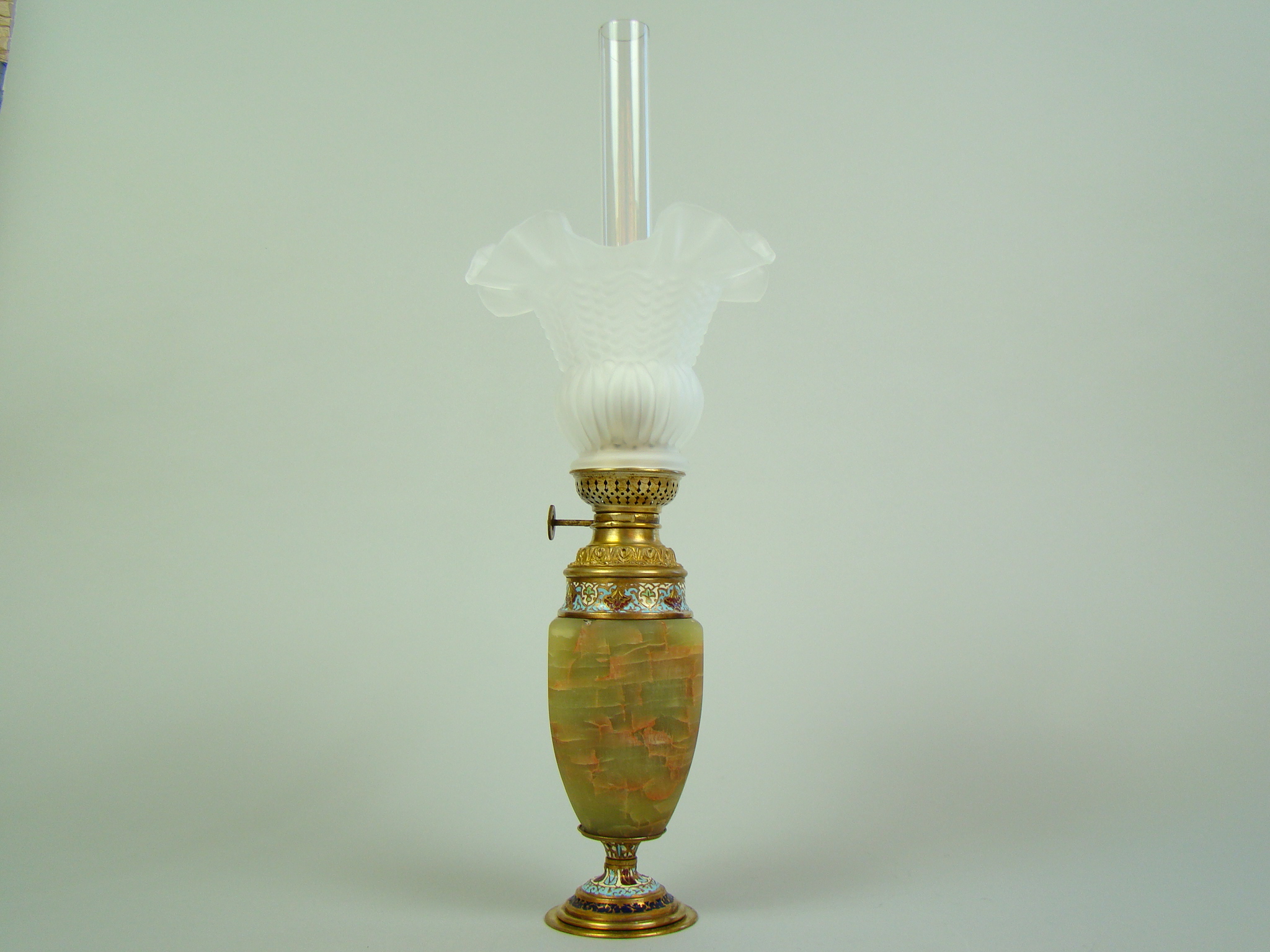 LAMPA NAFTOWA MOSIĄDZ ZŁOCONY MAJOLIKA LAMPA NAFTOWA MOSIĄDZ ZŁOCONY MAJOLIKA