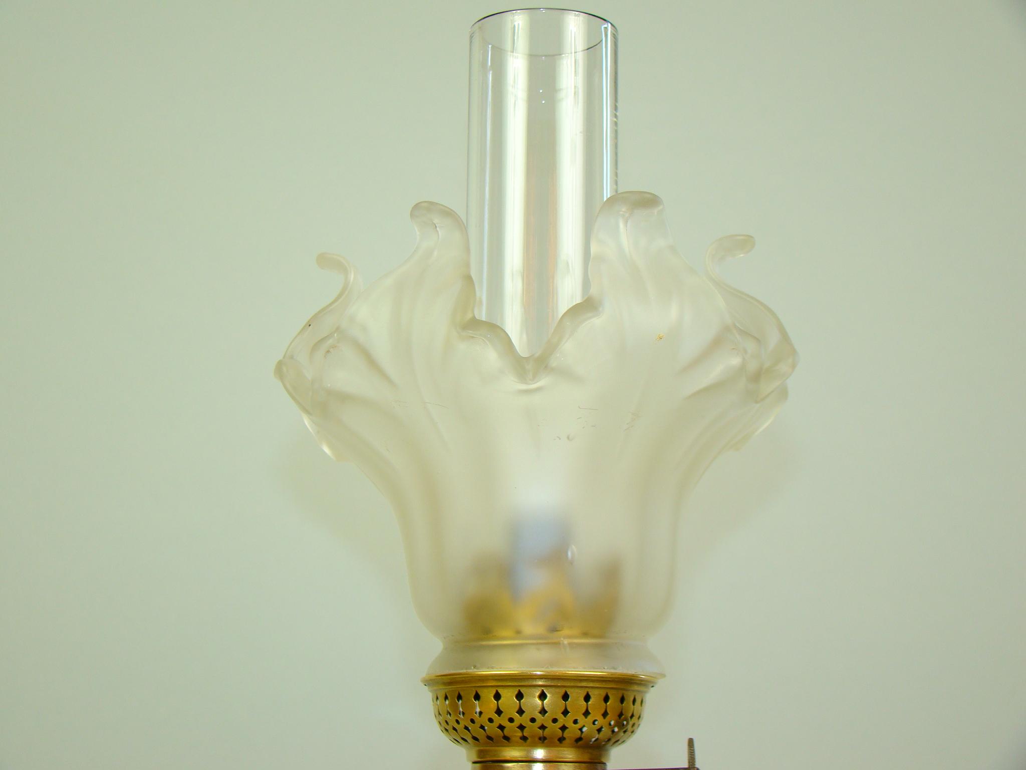 LAMPA NAFTOWA MOSIĄDZ ZŁOCONY MAJOLIKA UNIKAT