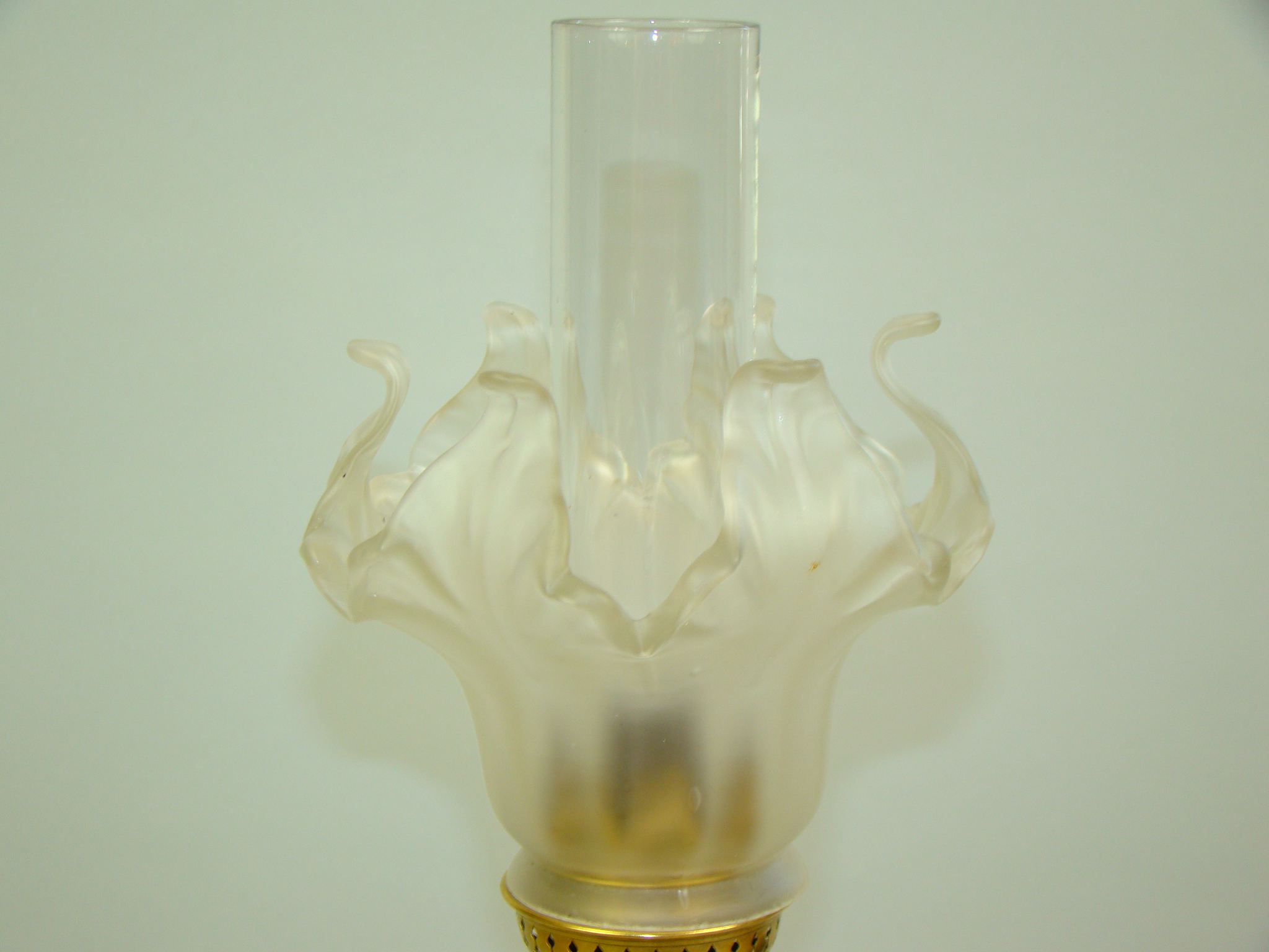 LAMPA NAFTOWA MOSIĄDZ ZŁOCONY MAJOLIKA UNIKAT