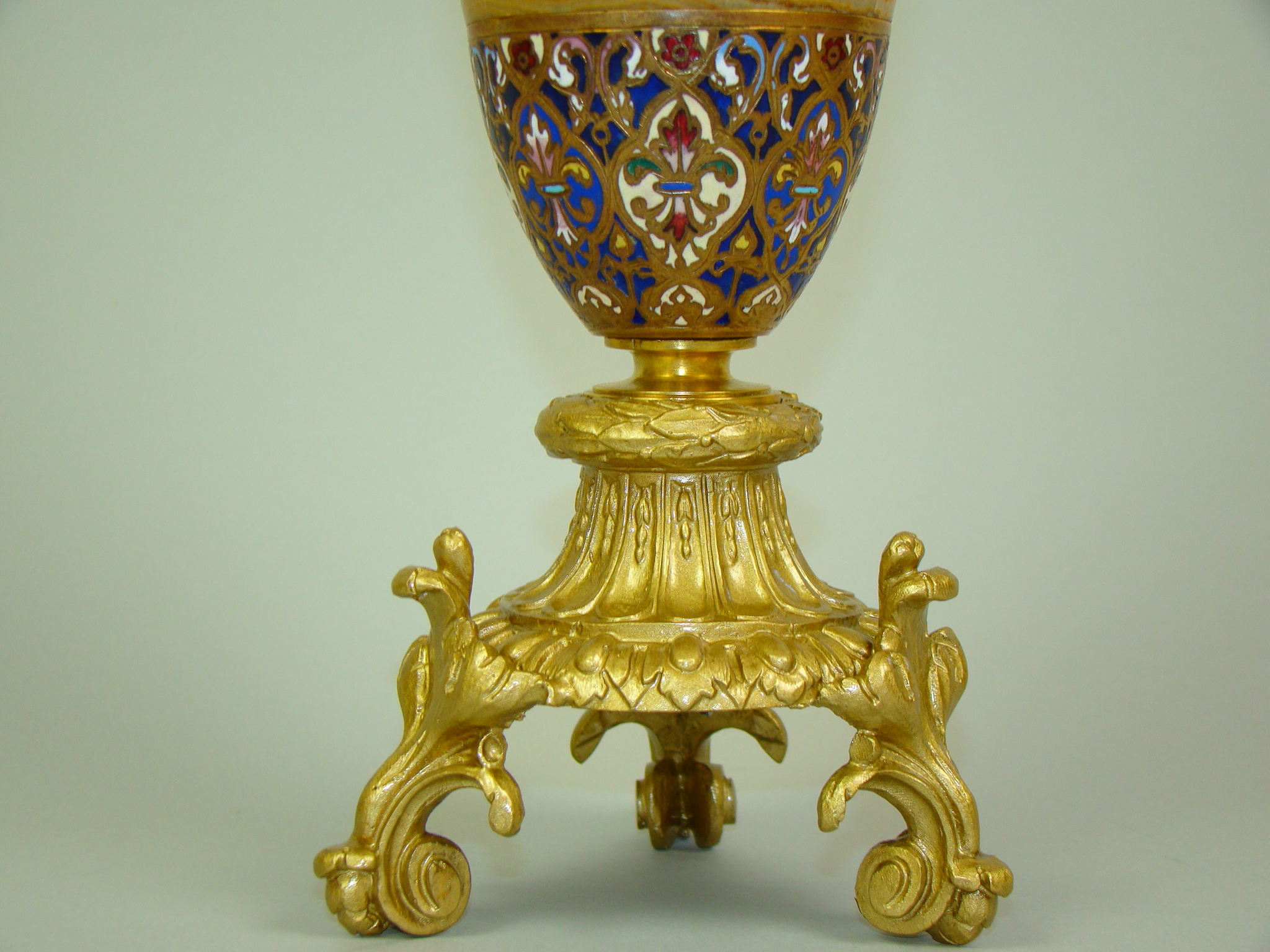 LAMPA NAFTOWA MOSIĄDZ ZŁOCONY MAJOLIKA UNIKAT