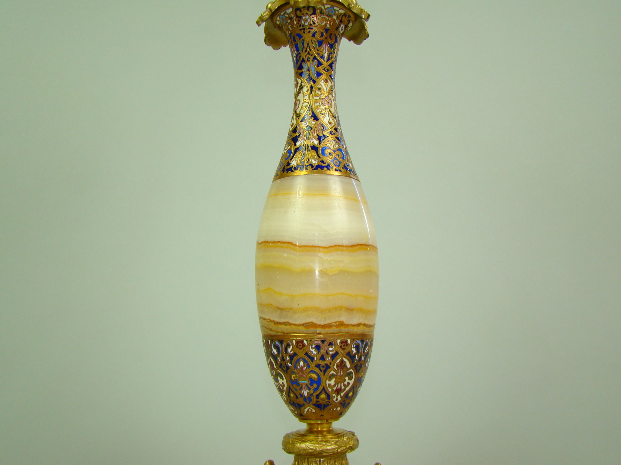 LAMPA NAFTOWA MOSIĄDZ ZŁOCONY MAJOLIKA UNIKAT