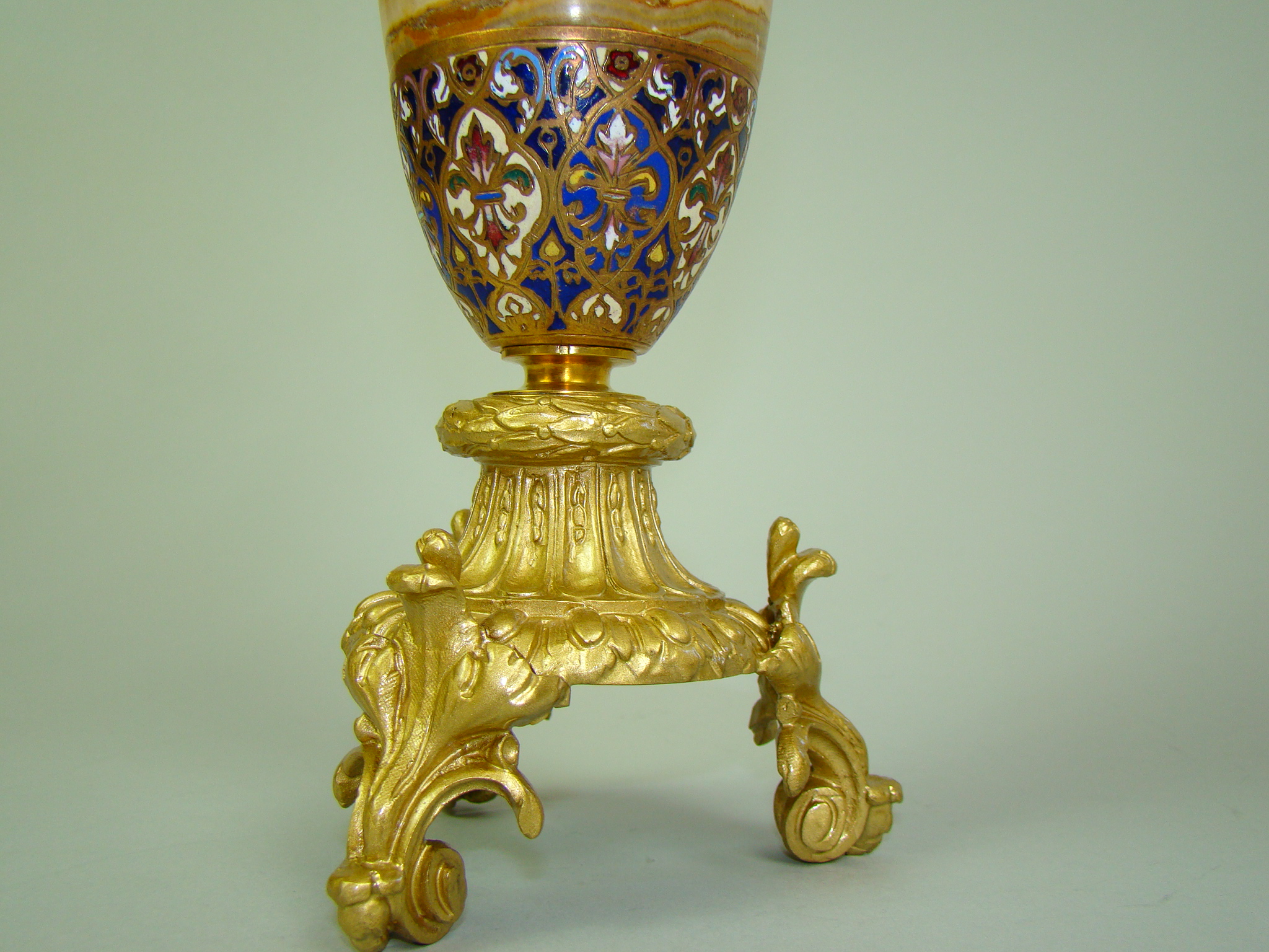 LAMPA NAFTOWA MOSIĄDZ ZŁOCONY MAJOLIKA UNIKAT