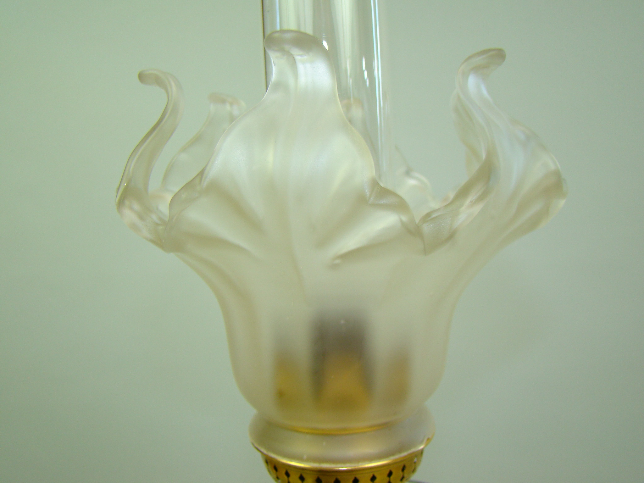 LAMPA NAFTOWA MOSIĄDZ ZŁOCONY MAJOLIKA UNIKAT