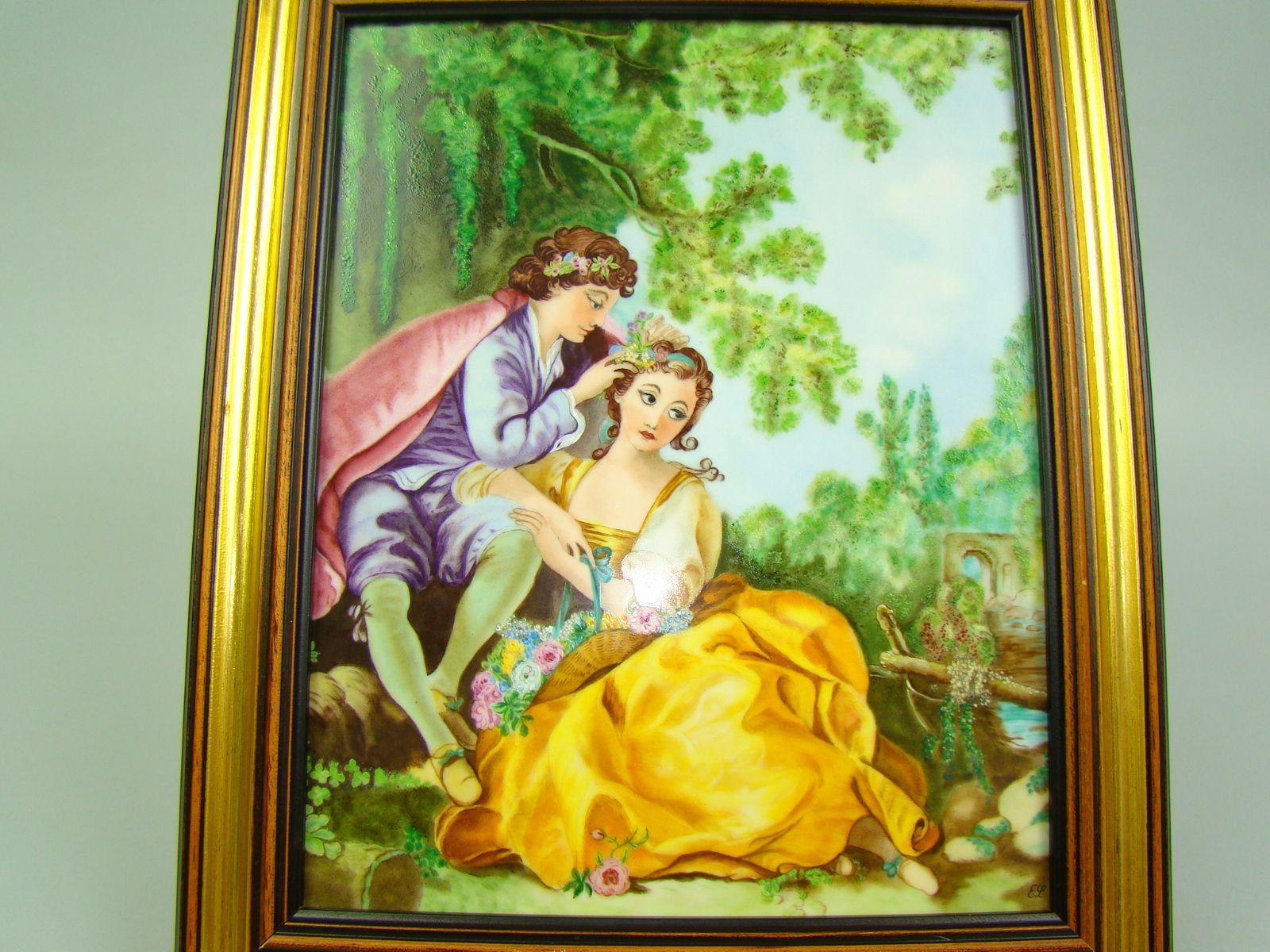 PRZEDWOJENNY RĘCZNIE MALOWANY SCENKA RODZ. A-890