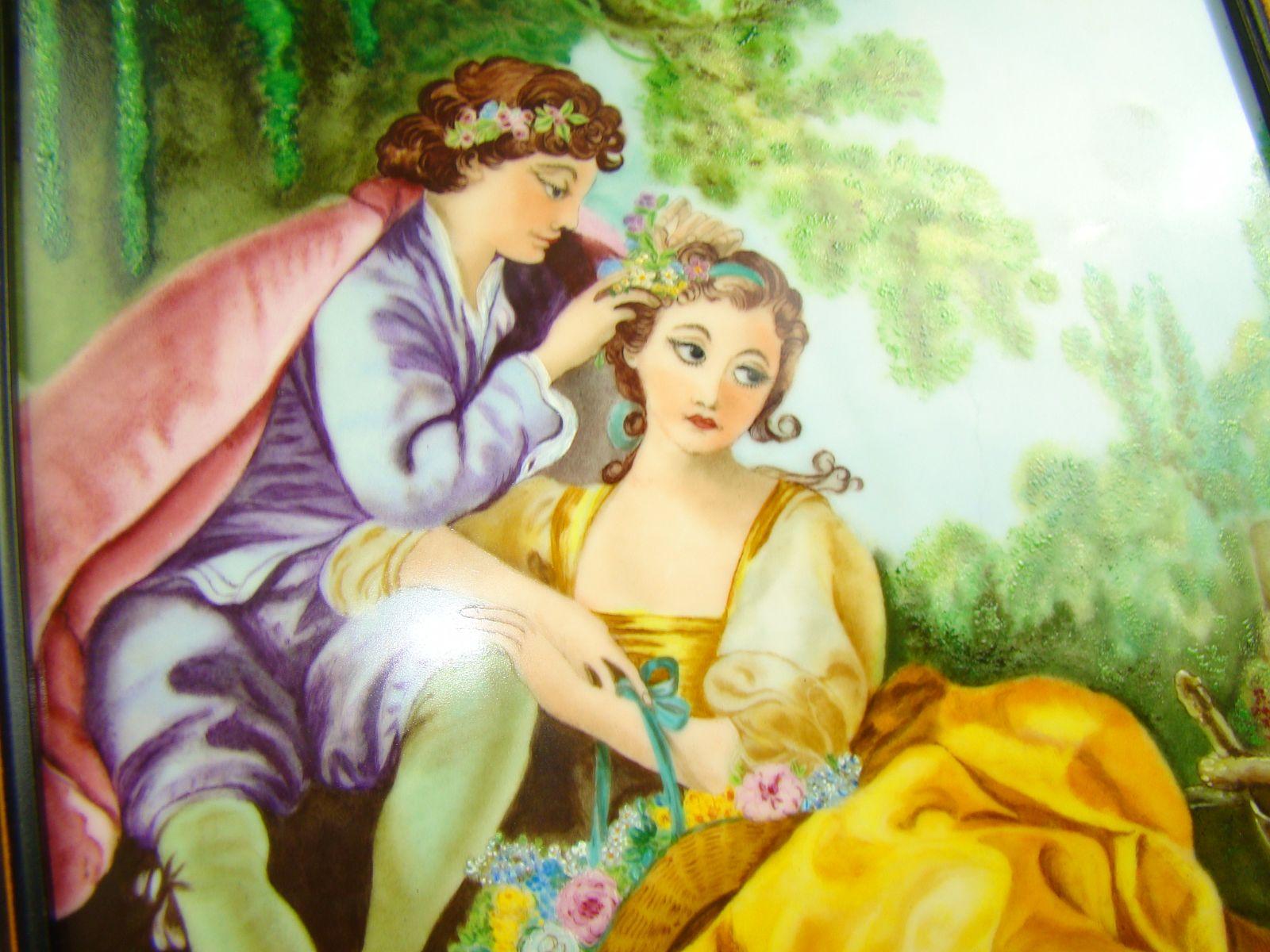 PRZEDWOJENNY RĘCZNIE MALOWANY SCENKA RODZ. A-890