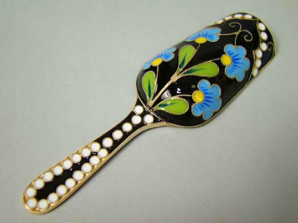 ROSJA SREBRO ZŁOCONE W EMALII ŁYŻKA DO SUSZ A-1878