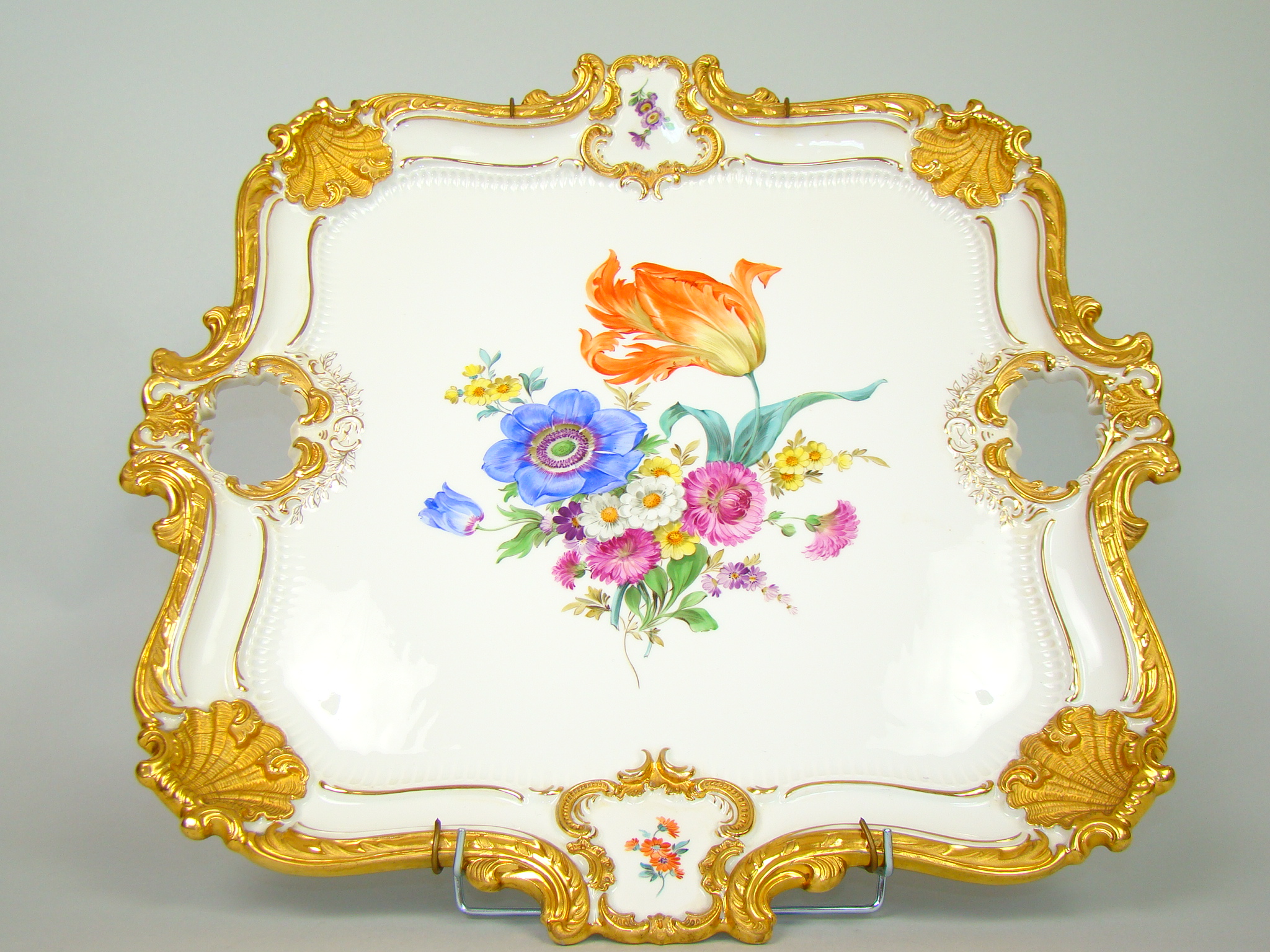 MIŚNIA RĘCZNIE MALOWANA PATERA GRUBO ZŁOCONA I GAT.