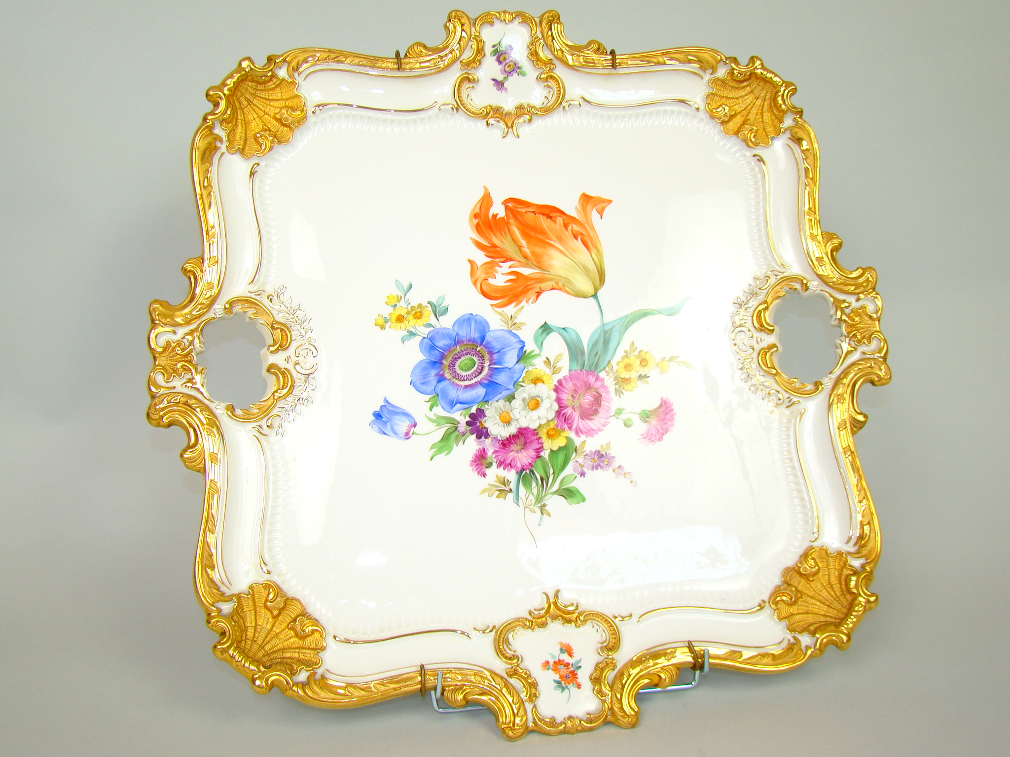 MIŚNIA RĘCZNIE MALOWANA PATERA GRUBO ZŁOCONA I GAT.